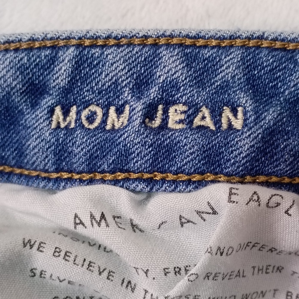 American Eagle Mom Jeans Womens 2 Regular Blue Stretch High Rise Tapered Denim - Picture 5 of 16